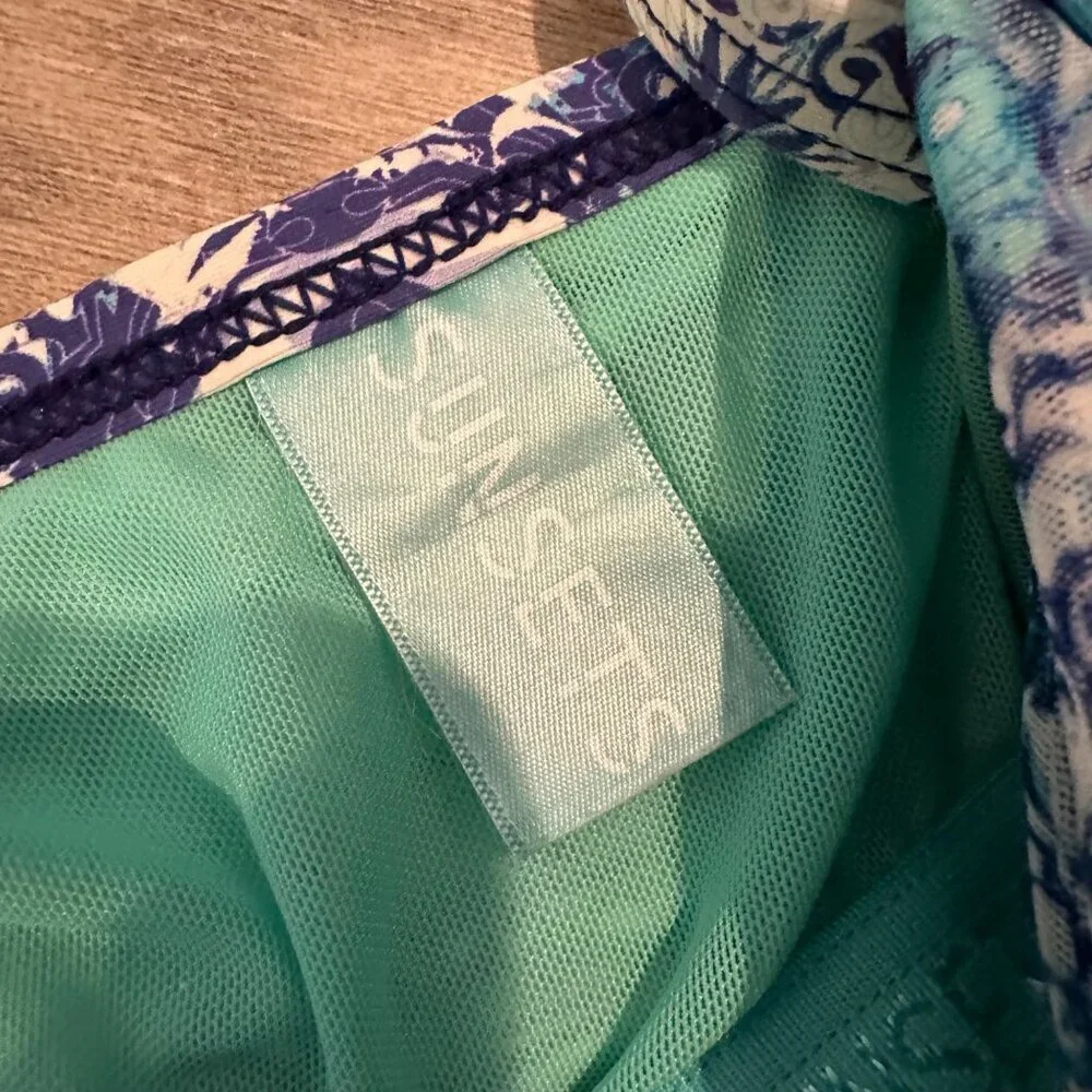 SUNSETS WOMENS BLUE TANKINI BATHING SUIT TOP 38D